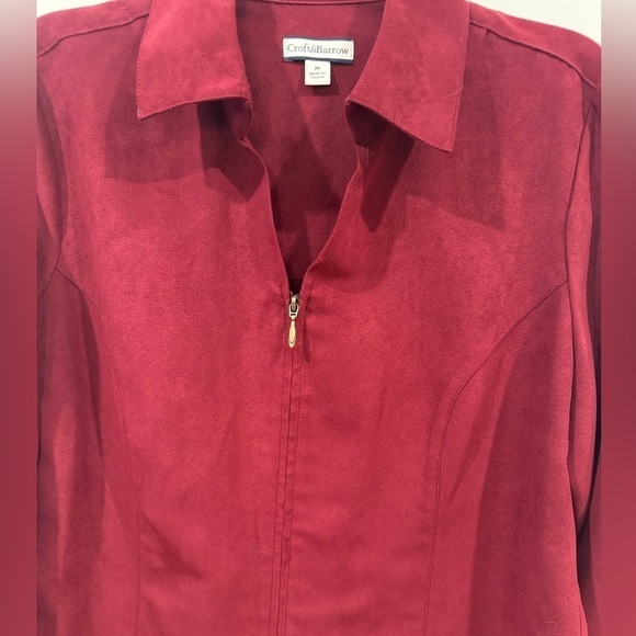 croft & barrow Women’s Blouse Long Sleeve Zip Up Shirt Blouse Burgundy Size M - Picture 4 of 11
